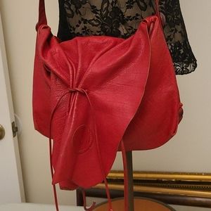 Carlos Falchi Signature Red Textured shoulder Bag